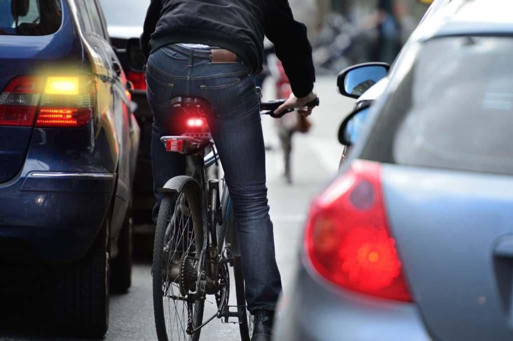 Cyclist in traffic